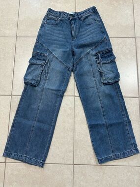 Fashion Nova Dark Blue cargo jeans